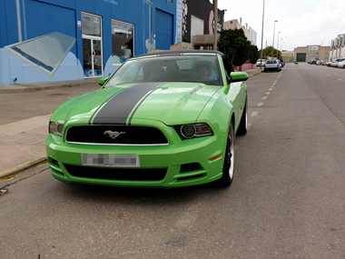 Ford Mustang just unloaded from transporter near outside our workshop Ford Mustang parked